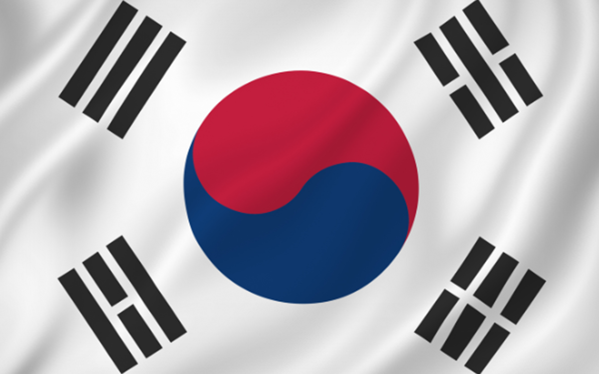 A close up of the flag of South Korea