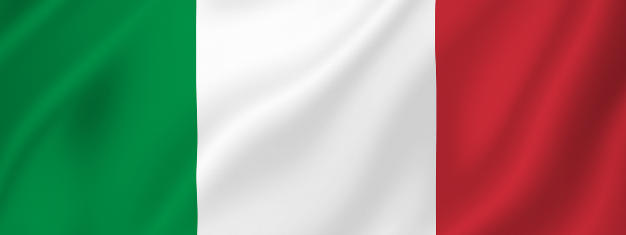 The green, white and red vertical stripes of the Italy flag